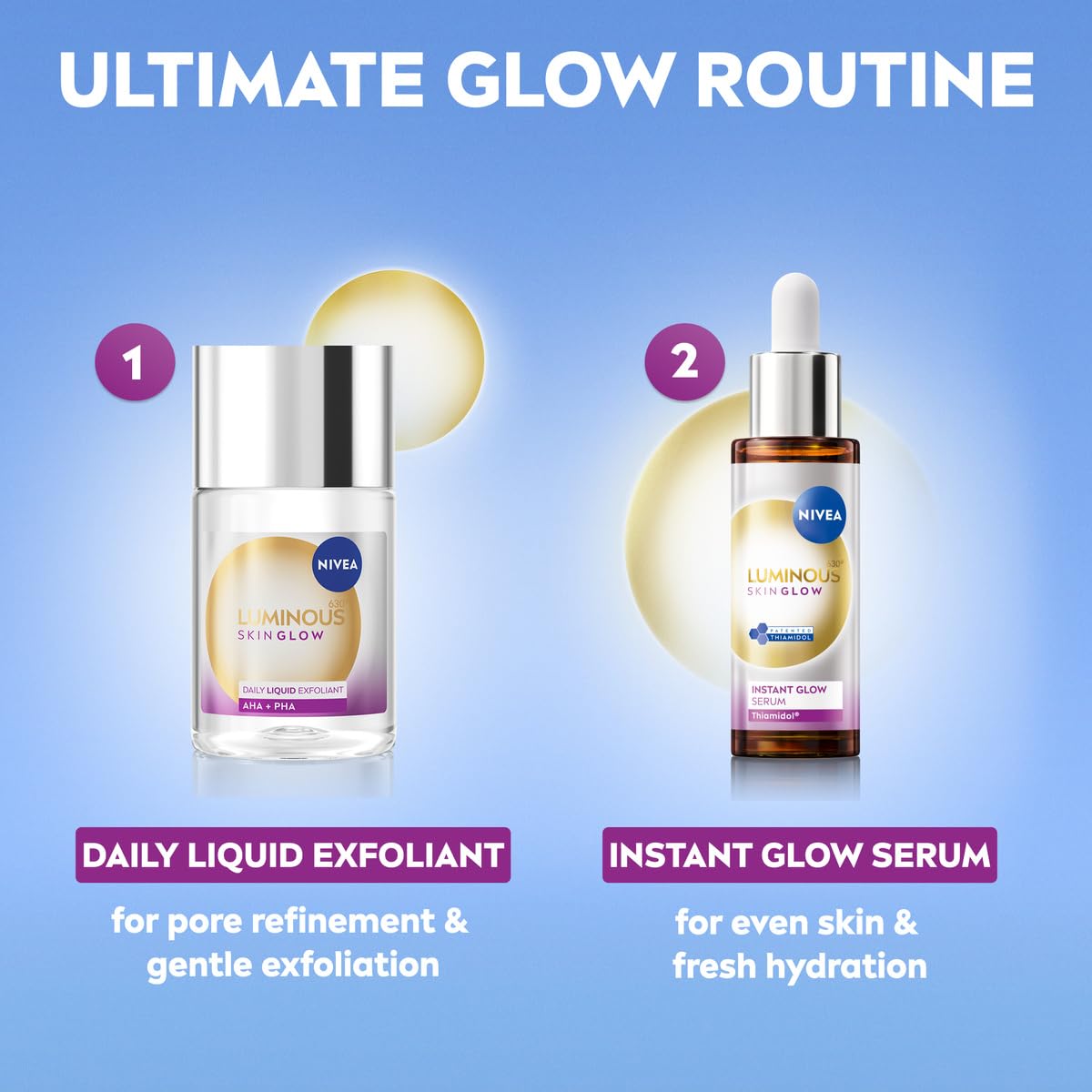 NIVEA Luminous 630 Instant Skin Glow Daily Liquid Exfoliant 100ml, Peeling Face Exfoliator with 4% AHA & 1% PHA, Face Exfoliating Hyperpigmentation Treatment, No Rinse Needed