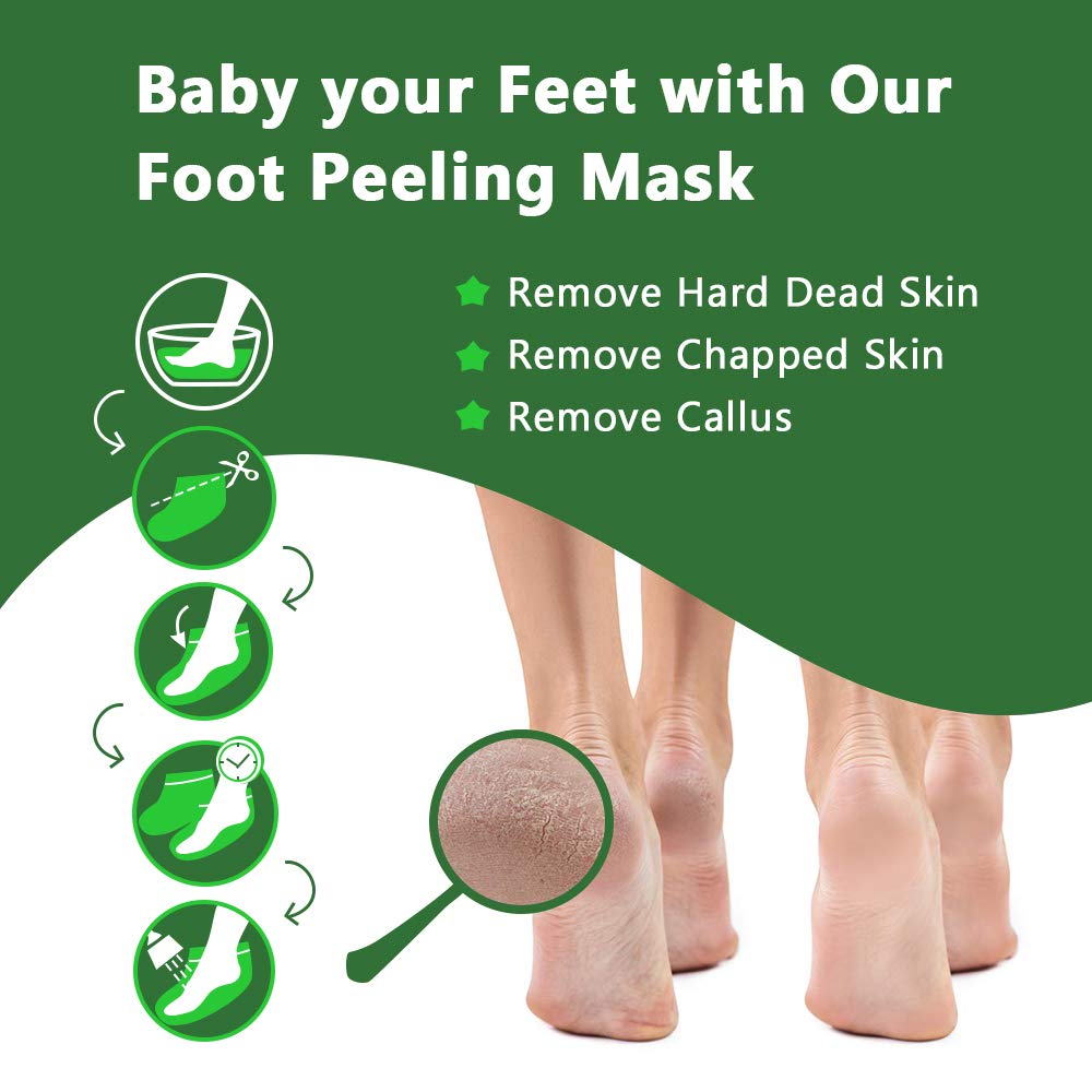 IDUCEN Foot Mask 2 Pack, (Tea Tree) Foot Peel Mask Callus Remover, Exfoliating Peeling Calluses Dead Skin, Callus Remover Foot Mask, Baby Soft Smooth Touch Feet-Men Women Exfoliating Foot Mask