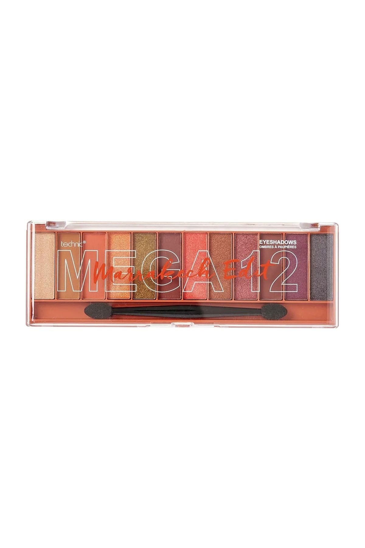Technic Mega Eyeshadow Palette - 12 Pigmented, Long Lasting, Easy to Apply and Blendable Shades for the Perfect Day to Evening Looks - 18g (Marrakech)