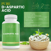 Lily Green Supplements Lily Green D Aspartic Acid Capsules | 2000mg Per Serving High Strength Pure DAA | Supplement for Men | No Artificial Fillers | 90 Vegan Capsules | Made in UK