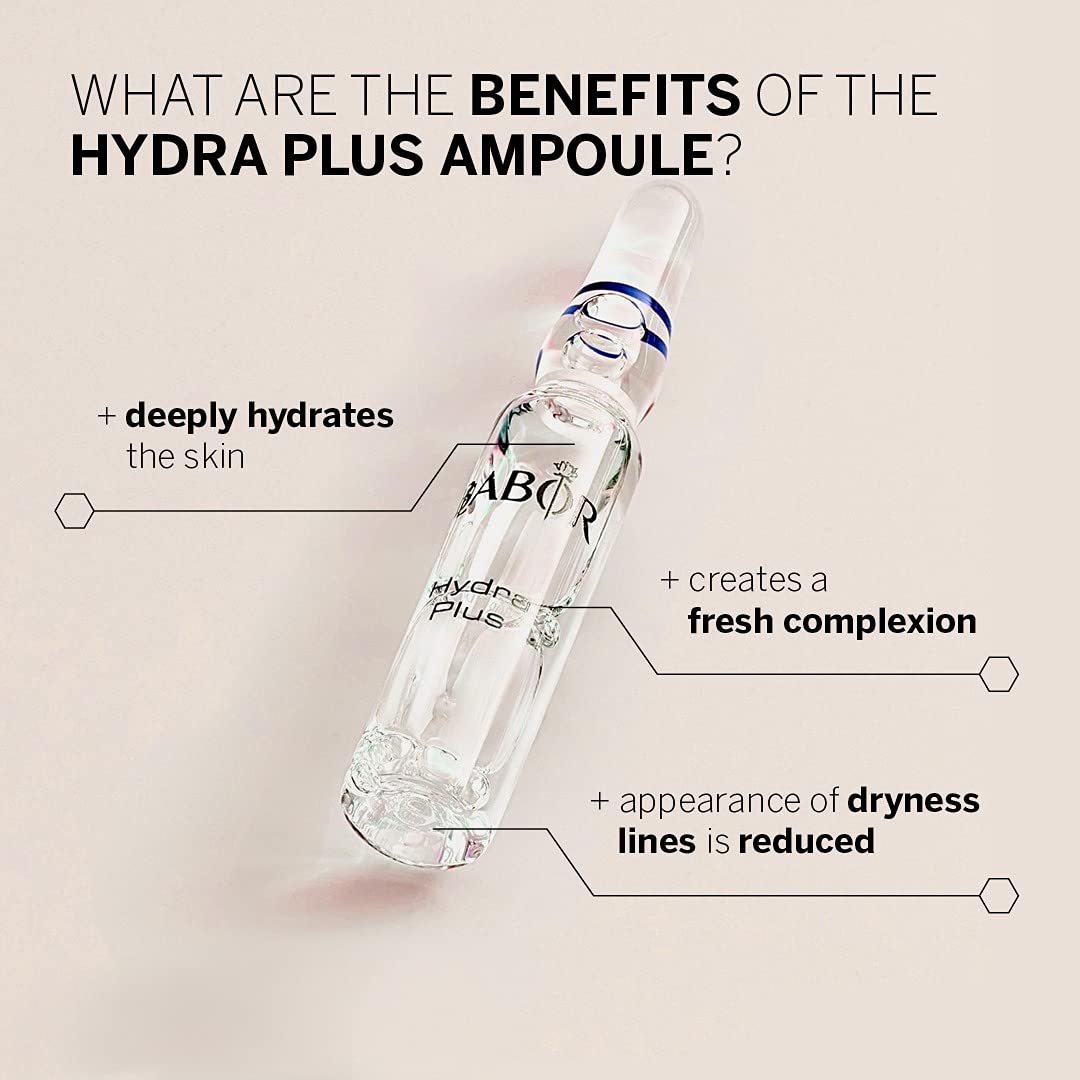 BABOR Hydra Plus Ampoule Serum Concentrates | Intensive Moisture, Anti-Aging, and Restorative | Prebiotics, Probiotics, and Hyaluronic Acid to Plump and Revitalize Dry Skin | 7 Days to Vitalized Skin