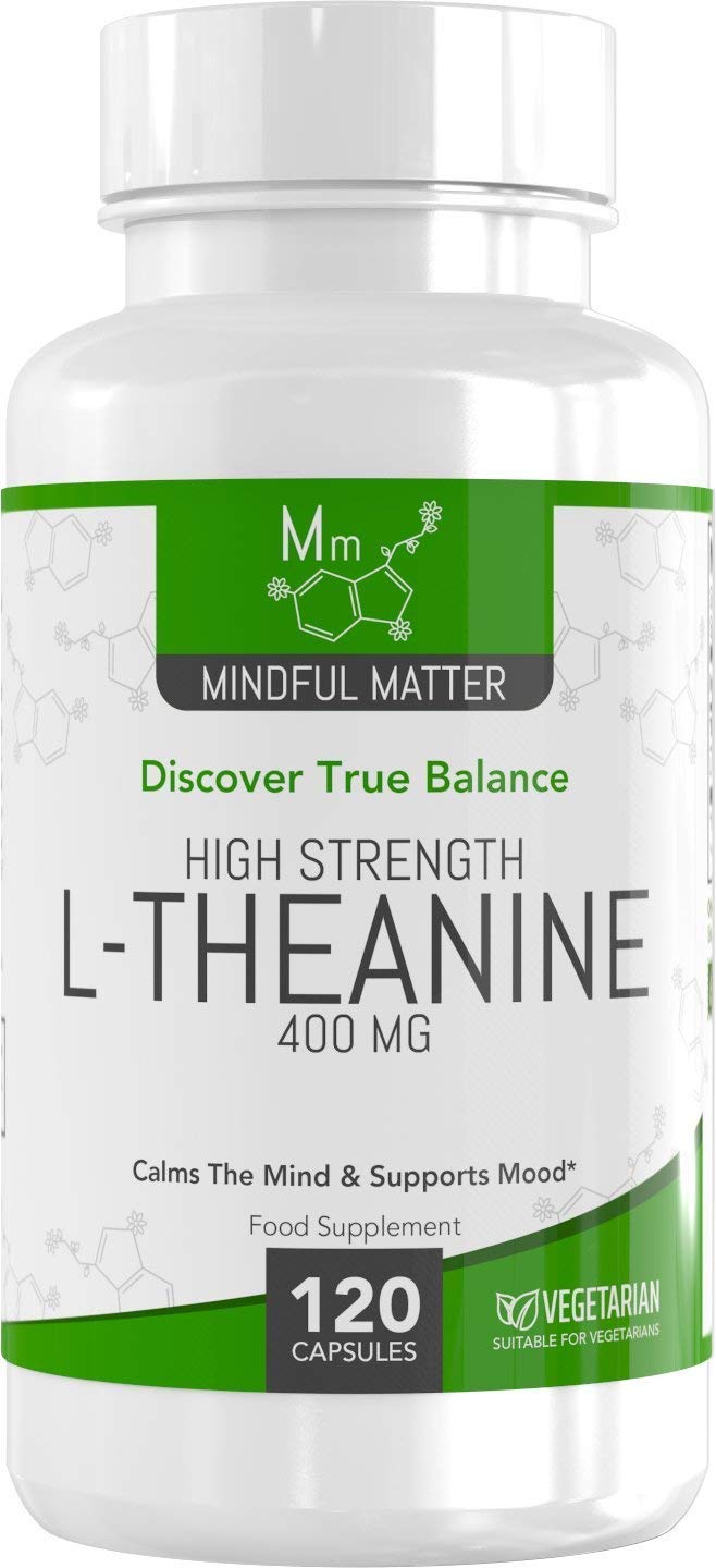 Mindful Matter MM L Theanine | 120 L-Theanine Capsules from Green Tea - High Strength 1000mg Green Tea Extract Providing 400mg L'theanine per Serving | L Theanine Supplement | Non-GMO Gluten Free | Made in UK