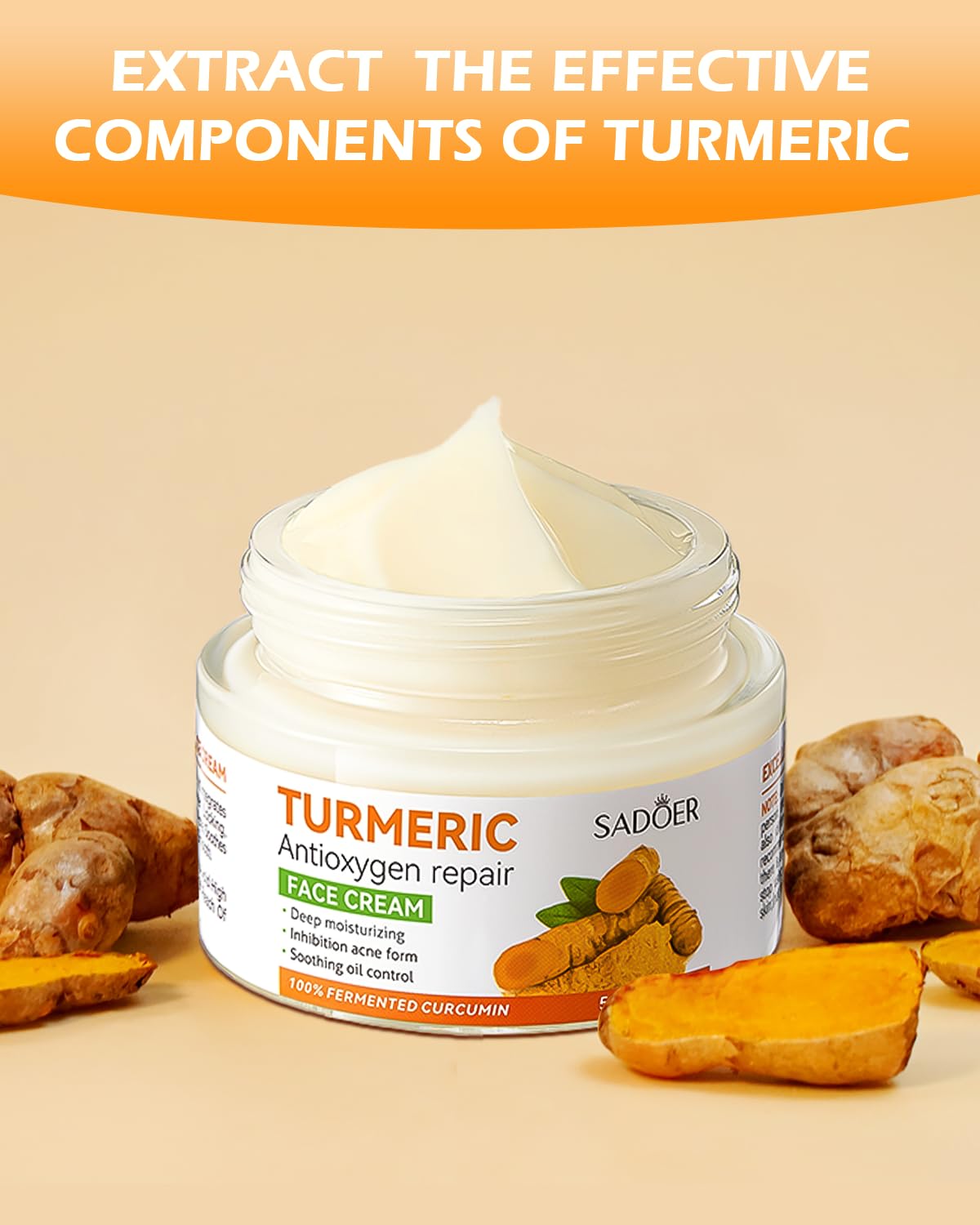 Turmeric Face Cream, Brightening Face Cream for Radiant&Glowing Skin,Dark Spot Corrector Age Spot Remover,Anti Aging,Natural Turmeric Cream Skin Care,Vitamin C Moisturiser for Face