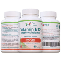 A to Z Pure Health Energy Supplement, Vitamin B12 Complex High Strength Vegan Tablets | 1000mcg 60 Tablets (2 Month's Supply) | Premium, High Strength B12 Methylcobalamin | Reduces Tiredness & Fatigue | UK Made