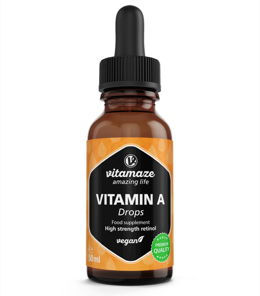 Vitamaze - amazing life Vitamin A Drops 5000 IU High Strength per Daily Dose, Retinol Liquid & Vegan, 50 ml (1700 Drops), Natural Food Supplement Without Additives, High Bioavailability