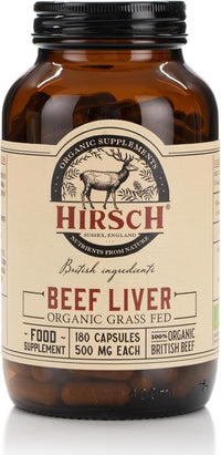 Hirsch Organic UK Grass Fed Beef Liver Supplement - Soil Association Certified 100% Organic and Glyphosate Free & Vitamin & Mineral 3rd Party Tested