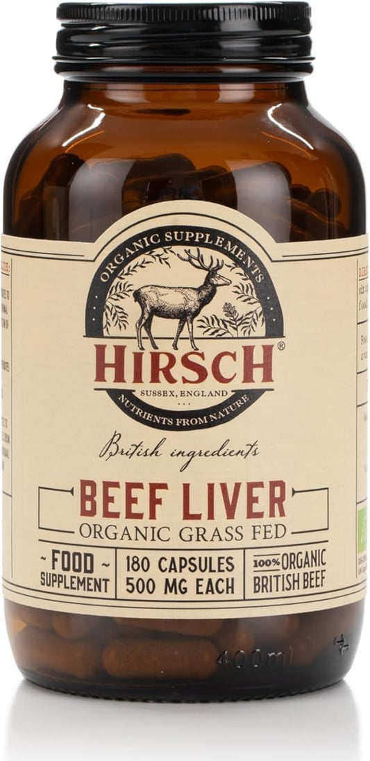 Hirsch Organic UK Grass Fed Beef Liver Supplement - Soil Association Certified 100% Organic and Glyphosate Free & Vitamin & Mineral 3rd Party Tested