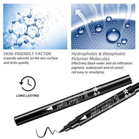 RenhuangFuxi Eyeliner Stamp, Heart/Star/Moon/Flower Waterproof Liquid Eyeliner Pen, Long-Lasting, Black