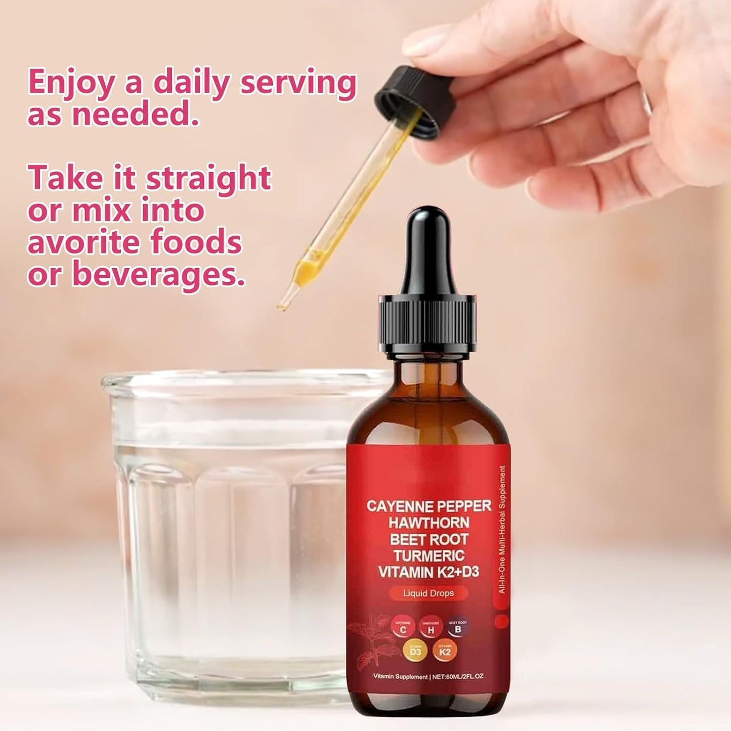Verilune Cayenne Pepper-Liquid Cayenne Pepper Drops with Turmeric, Panax Ginseng, Beetroot Powder, Ceylon Cinnamon & Other Botanicals – 2 Fl Oz