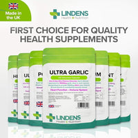 Lindens Ultra Garlic 15000mg Odourless Capsules 120 Pack - UK Made - Vitamin B1 and D3 for Normal Muscle Function, Heart and Immune Health (10500mcg Allicin) - Letterbox Friendly
