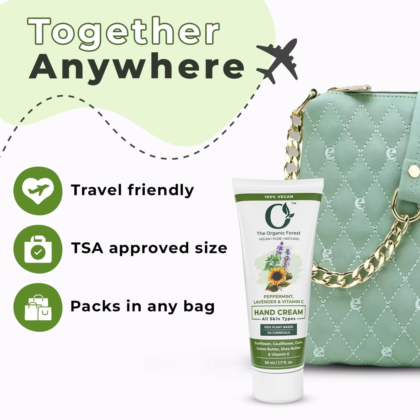 Plant-Based Lavender & Peppermint Soothing Hand Cream For Women | Vitamin C & E for Skin Protection | Hydrating Hand Cream & Moisturizer with Organic Shea Butter for Dry & Cracked Hands |