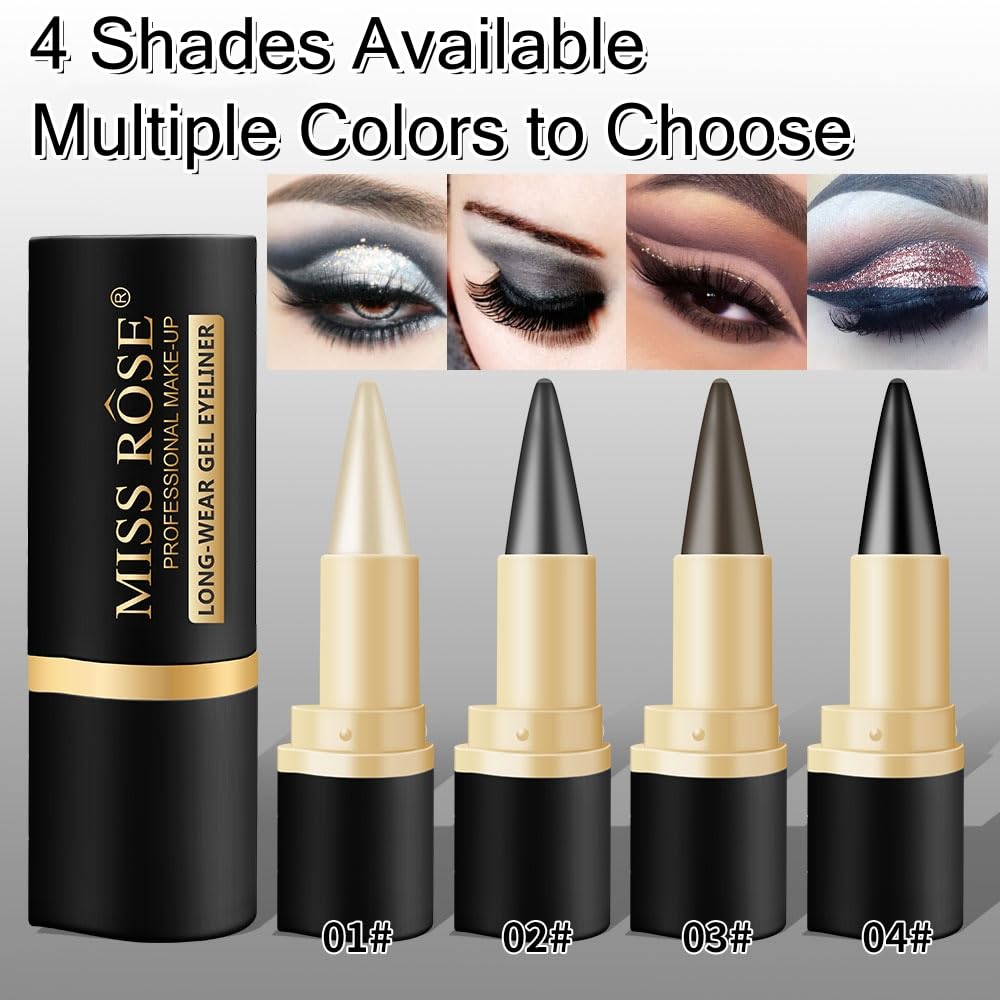 BQQCOB Natural Black Gel Eyeliner Cream - Waterproof Waterline Eyeliner Pencil, Long Lasting Smudge Proof Eyeliner Pens Makeup for Create Statement Eye Look