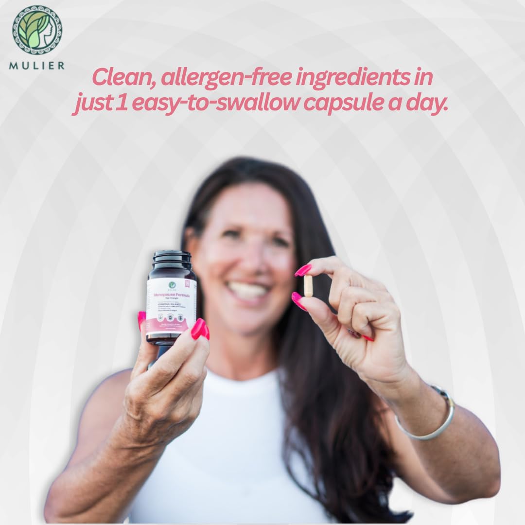 Mulier Menopause Supplement, Allergen Free, Vegan, 14 Supporting Ingredients Incl. Sage, Ashwagandha, K2, CoQ10, 1 Month Supply, 30 Capsules