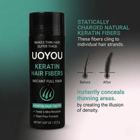 UOYOU LIGHT BROWN Hair Fibres for Thinning Hair 27.5g Bottle | Undetectable & Natural Keratin Hair Fibers Concealer for Hair Loss for Men and Women | Hair Building Fibres Powder [LIGHT BROWN]