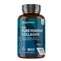WeightWorld Pure Marine Collagen Supplements for Women & Men - 120 Capsules - 1200mg Per Serving - 2 Months Supply- Highly Bioavailable Type 1 & 3 Hydrolysed Fish Collagen Peptides