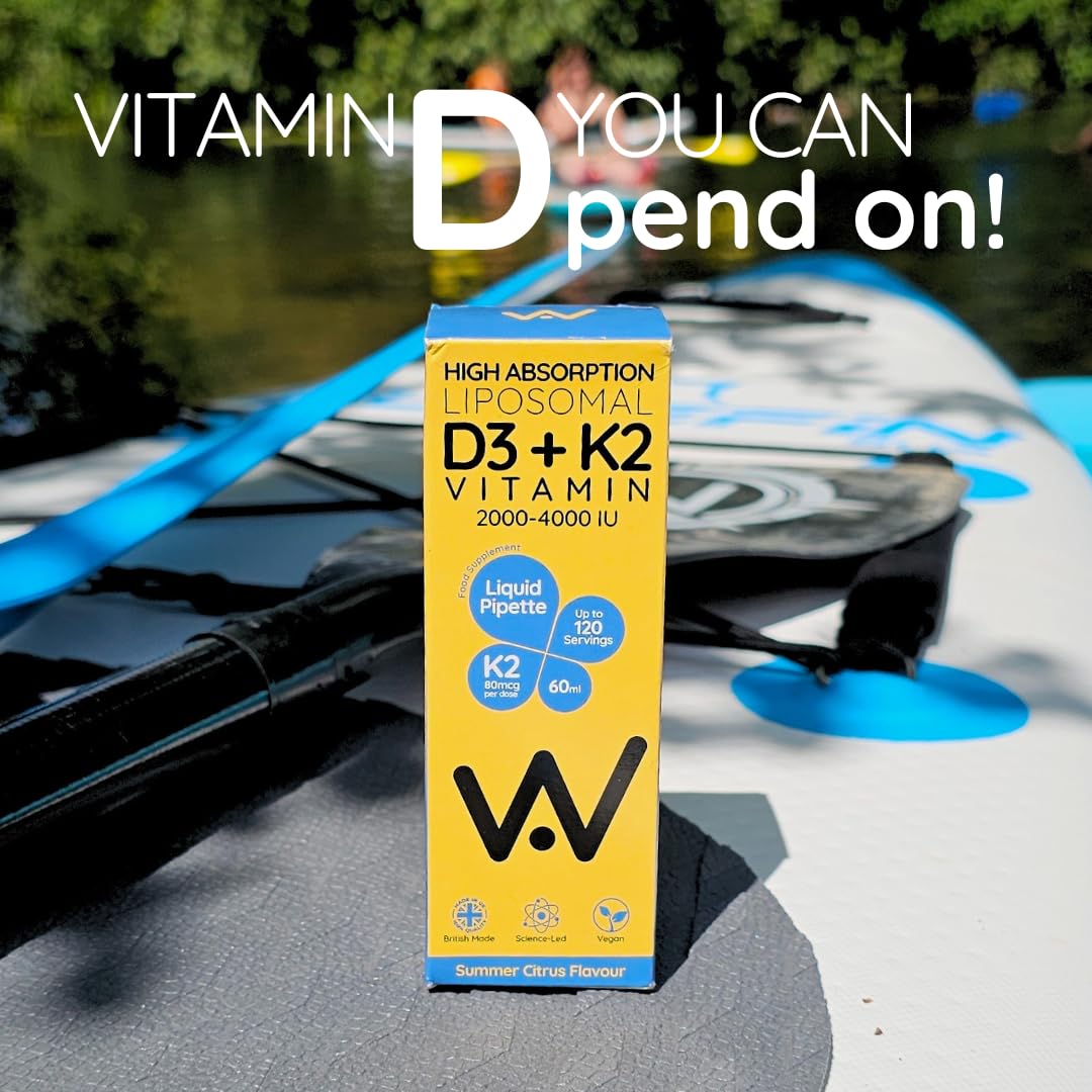 well actually WELL ACTUALLY Liposomal Vitamin D3 4000 IU + K2 MK-7 160mcg Liquid Drops - High Strength Vegan VIT D3 K2 Supplement - Immune & Bone Support - 120 Servings | Summer Citrus