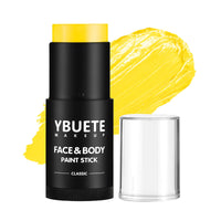 YBUETE Yellow Oil Based Face Body Paint Stick, Non-toxic Full-coverage Face Painting for Halloween Lion Tiger Minions Stage Zombie Cosplay SFX Makeup, Waterproof Cream Yellow Body Painting for Adults