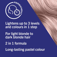 Schwarzkopf LIVE Lightener + Twist Permanent Purple Hair Dye, 2 in 1 Formula, Lightens and Colours Up To 3 Levels- Cool Lilac 104