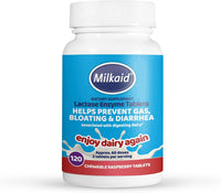 Milkaid Lactase Enzyme Chewable Tablets & Drops Bundle | for Lactose Intolerance Relief Digestive Supplement | Gluten Free Vegan | 120 15ml, Clear