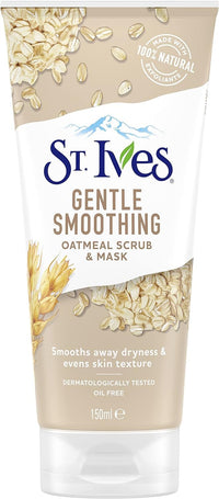 beauty mix St. Ives Gentle Smoothing Oatmeal Scrub & Mask, 150 ml (Pack of 3) – Nourishing Dual-Action Facial Treatment for Exfoliation and Hydration, Leaving Skin Soft, Radiant, and Visibly Healthy