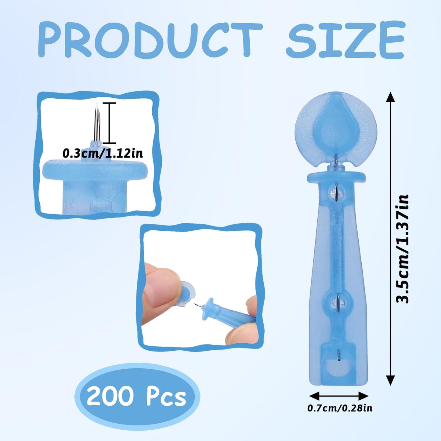 BPTZYLN 200 Pcs Pimple Needle Blackhead Blemish Remover, Milia Removal Needle Blue Tool Cyst Removal, Professional Pimple Popper Remover Tools for Clear Skin, Beauty Salon Home Sterile Needles for Cysts