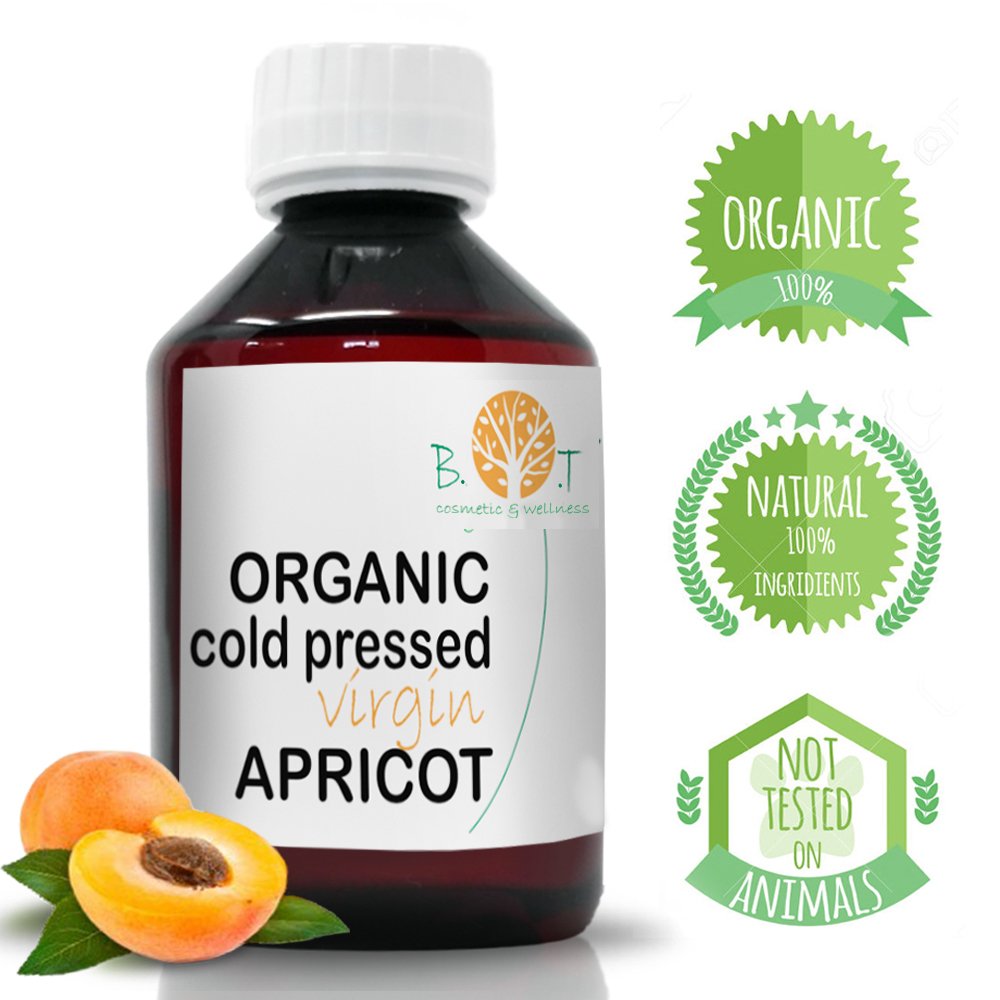 B.O.T cosmetic & wellness 100% Organic Cold Pressed Apricot Kernel Oil | Facial, Body and Hair Moisturiser | Eye Contour and Anti-ageing Oil | Rejuvenating and Soothing Effect, 100 ml