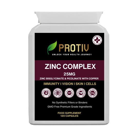 Protiv Zinc 15mg 120 Capsules - Essential Mineral Supplement for Immune System Support and Skin, Hair & Nail Care