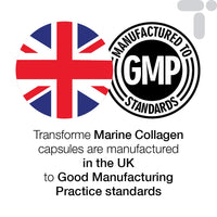 Transforme Marine Collagen Capsules 600mg - 1200mg Serving, Hydrolysed Collagen Peptides with Vitamin C, Mineral Zinc, 120 High Strength Capsules, Gluten Free