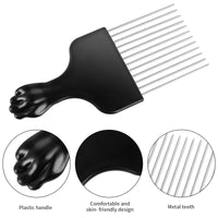 DIVINA VITAE 2 Pack Black Metal Hair Pick Afro Pick for Curly Hair Smooth Hair Pick Comb Wide Tooth Comb Professional Afro Comb for Women/Men Hair Styling Hairdressing Tool Teasing Pick Combs(Black)