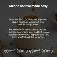 Protein Works | Diet Meal 360 - GOLD Innovation, Diet Meal Replacement Shake, Supports Weight Loss, 24 Vitamins & Minerals, Added Flaxseed, Inulin, Omega 3, Strawberries 'n' Cream, 7 Meals, 500g