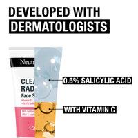 Neutrogena Clear & Radiant Face Scrub (1x 150ml), Purifying & Brightening Oil-Free Daily Exfoliator with Vitamin C and 0.5% Salicylic Acid, Suitable for Blemish-Prone for Clearer Radiant Complexion