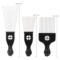Anself *s 3Pcs Afro Combs, Professional Metal African American Hair Comb for Hairdressing Styling Tool