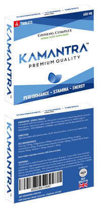 KAMANTRA™ - Mantra to Enhance Your Performance - Extra Strength Performance Enhancing, Stamina Endurance Booster Blue Supplement Tablets for Men - 4 Ginseng Tablets