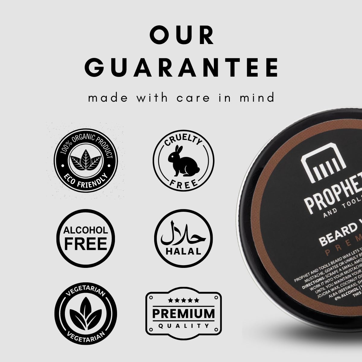 Prophet and Tools | Level 3 Strong Hold Wax for Beard & Hair - Great to Shape, Style and Control - Holds for up to 24hrs and Easily Washes Out - Moustache Styling Stick Included