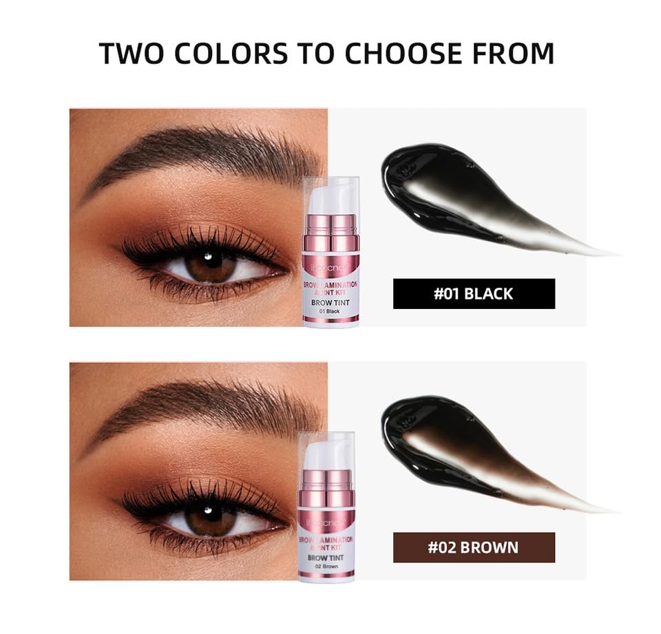 SONGQEE Upgrade Brow Lamination Tint Kit - Eyebrow Lamination Kit with Black & Brown Color Eyebrow Dye, Eyebrow Perm Kit & Eyebrow Lift Kit for Fuller and Thicker Brow, Long Lasting for 6-8 Weeks