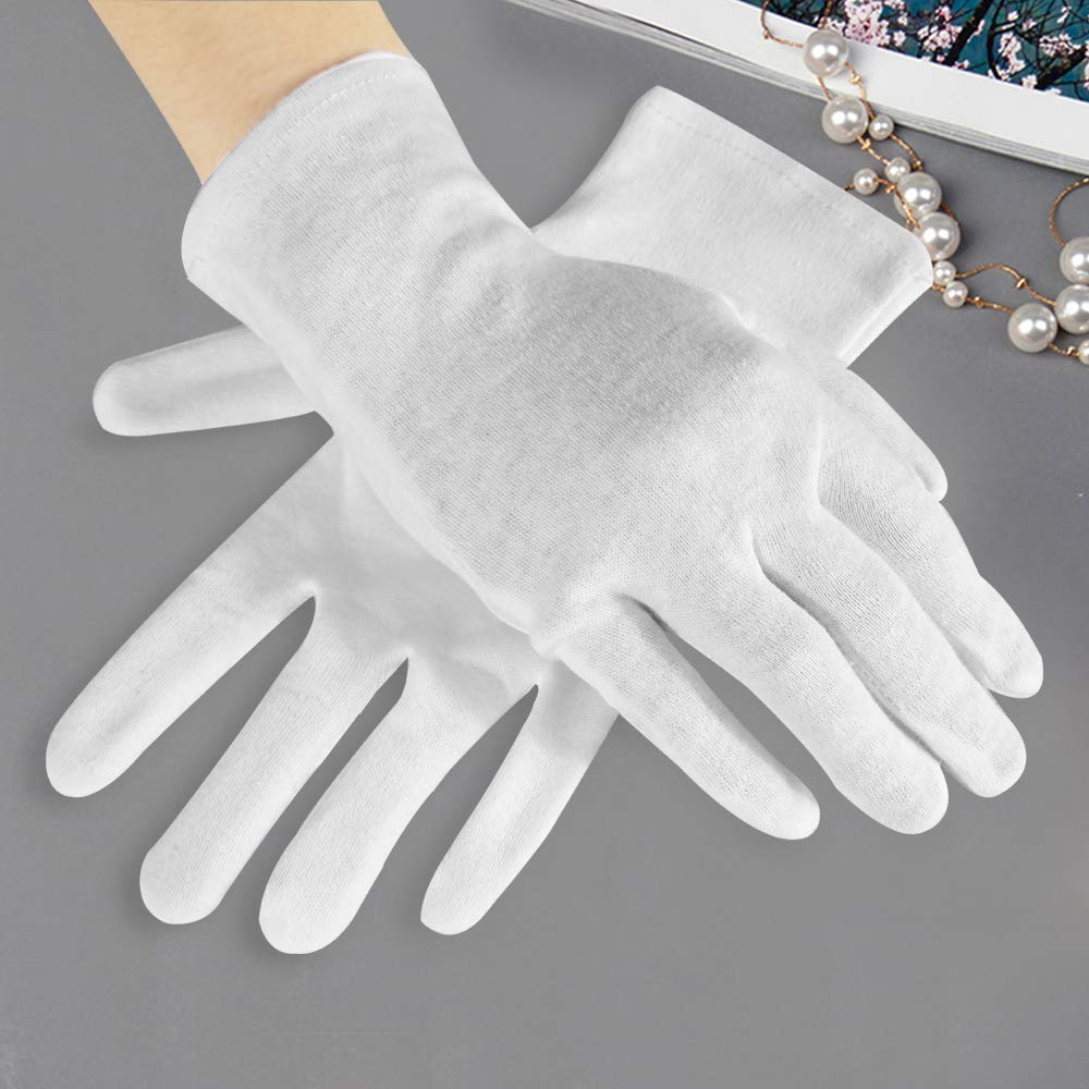 4 Pairs Moisturising Gloves and 4 Pairs Socks Nabance Moisturising Cotton Gloves Moisture Socks White Hand Gloves for Dry Hands Skin Care and Foot Spa(8 pairs/16pcs)