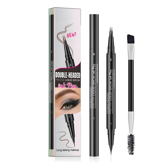 Generic Dual-Ended Brow Pen with Brow Brush, Microblading Eyebrow Pencil, Precision Tip for Natural Strokes, Waterproof, Smudge-Proof, All-Day Wear, Easy to Use for Professional Results(Dark Brown)