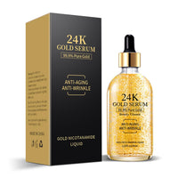 KlsyChry 24k Gold Serum for Face, Skin Moisturizing Anti-Aging Anti-Redness Acne Treatment Essence Cream for Dark Spots & Fine Lines, Skin Care Gold Essence Nicotinamide Serum (30ml)
