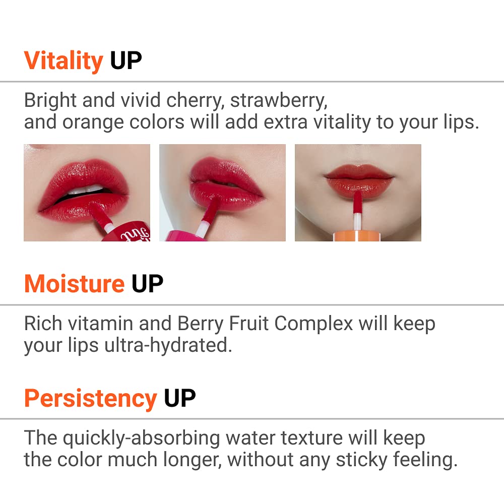 ETUDE Dear Darling Water Tint - Orange Ade (9g) | Vivid Color Lip Stain with Moisturizing Weightless & Non-sticky Finish Lip Stain | Smudge-proof Lip Tint | Korean Makeup, Kbeauty