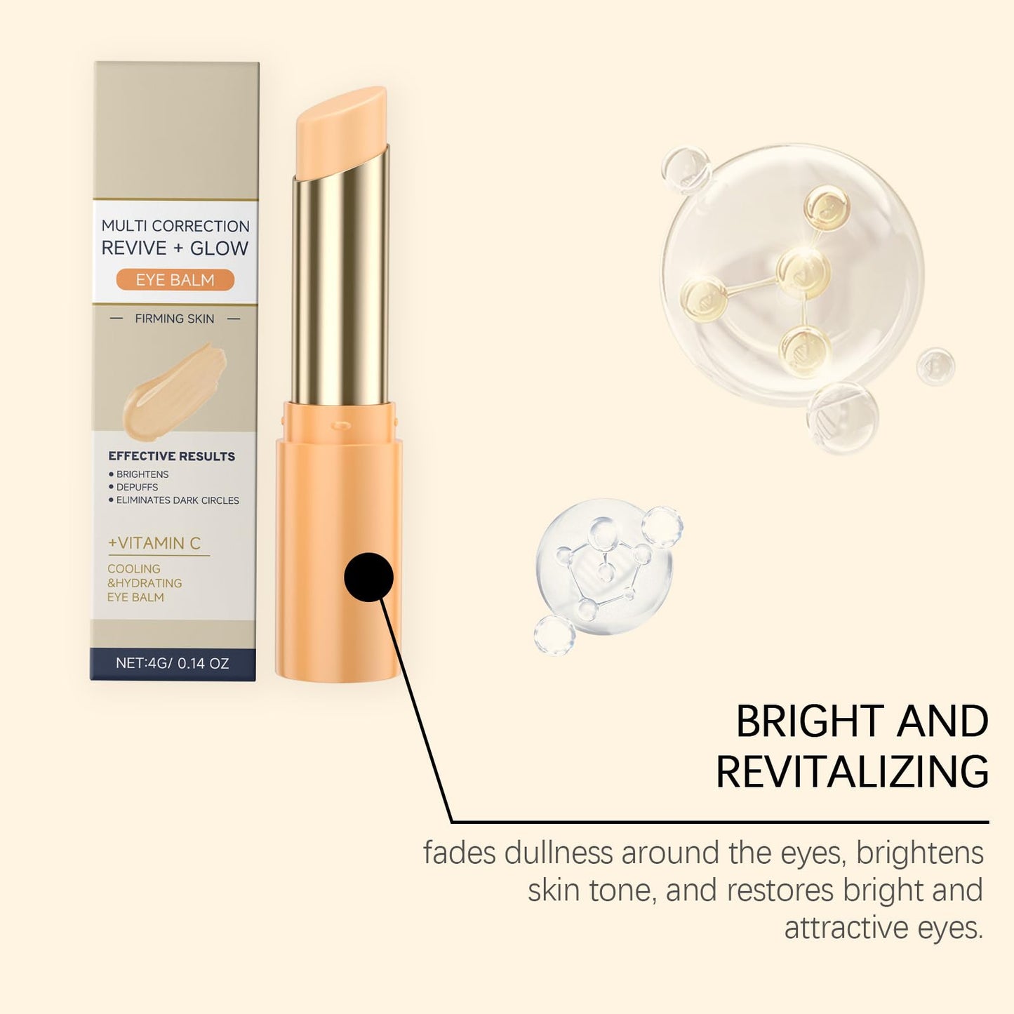 Vitamin C Eye Cream, Eye Cream for Dark Circles and Puffy Eyes, Men and Women Revitalift Eyes Cream, Under Eye Serum Stick for Brightening Revitalizing Anti Wrinkle Hydrating