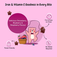 maxmedix Iron Gummies for Kids - 4 Months Supply - 120 Gummies - with Vitamin C - Natural Mixed Berry Flavour - Bioavailable Forms - Lactose-Free & Vegan Iron Supplements for Kids - No Metallic Aftertaste
