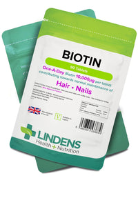 Lindens - Biotin 10,000mcg - 90 Tablets - UK Made - Maintenance of Normal Hair, Skin & Nail, Normal Metabolism - Ultra-Potent 20000% NRV Strength - Letterbox Friendly