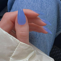 SXVME Baby Blue False Nails Medium, Acrylic Press on Nails Almond Solid Color Full Cover Fake Nails Medium Stiletto Stick on Nails for Women DIY Nail Art 24 Pcs