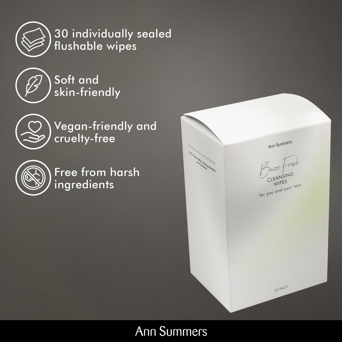 Ann Summers Buzz Fresh Cleaning 30 Individually Wrapped Intimate Wipes