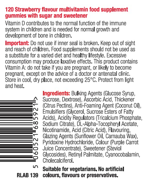 Vitawell Kids Multivitamin Gummies | 120 Strawberry Flavour Gummies | Monster Pack | 2 Months’ Supply | Two a Day Chewable Kids Multivitamin | 9 Essential Children’s Vitamins | by Vitawell