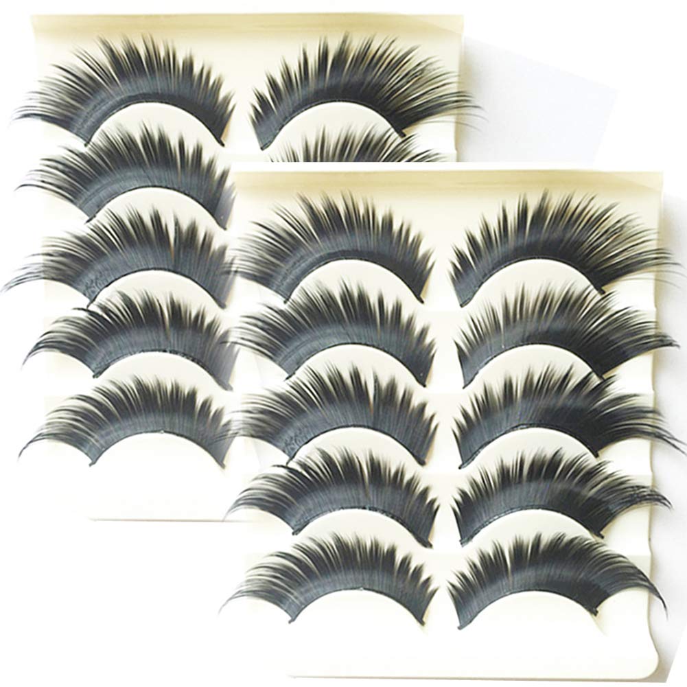 KFZR Drag Queen Lashes stage Exaggerated Fancy Dress False Eye Lashes Fluffy Thick Mink Handmade Long Black 10 pairs