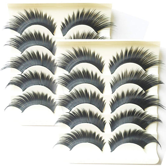 KFZR Drag Queen Lashes stage Exaggerated Fancy Dress False Eye Lashes Fluffy Thick Mink Handmade Long Black 10 pairs