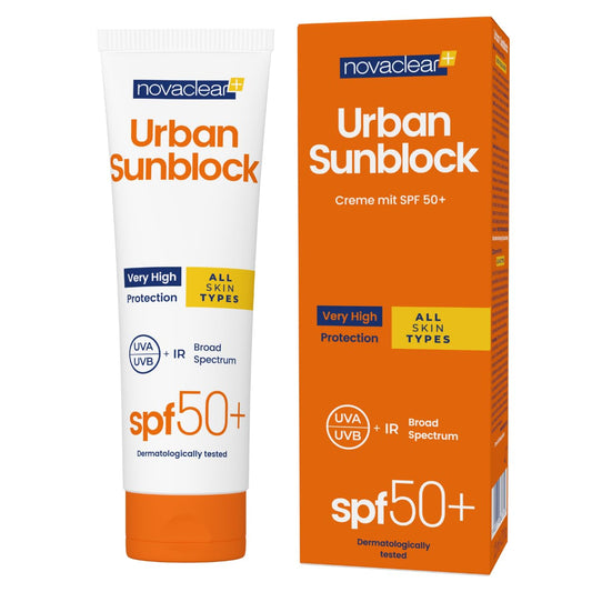 Novaclear Cream with 50+ SPF for Face and Body, Cream Against UVA, UVB, IR Rays 125 ml, Very High Sun Protection, Dermatologically Tested, No Fragrance Composition, SPF Creme by Equalan Pharma.