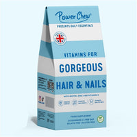 Power Chew Vitamins for Gorgeous Hair and Nails | Gummies for Women & Men | 60 Gummies 1 Month Supply | Healthy Nutrition Suitable for Vegetarians and Vegans | Super Tasty Food Supplement for Adults