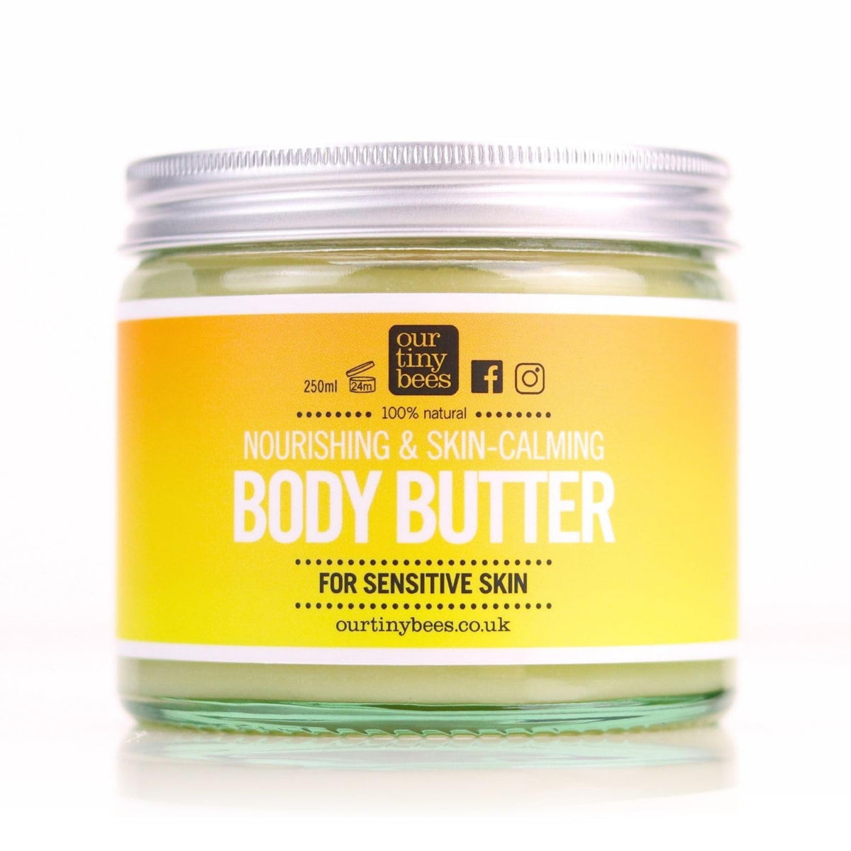 Our Tiny Bees Unscented Body Butter | 100% Natural | Jojoba-Rich for Deep Hydration & Soft Skin | Nourishing skin softening, for prevention and healing of Eczema 250ml. (Unscented)